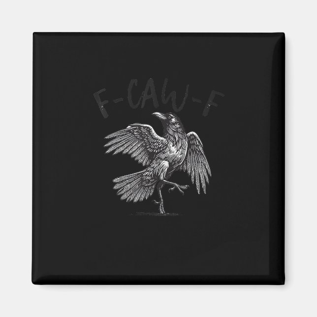 Aimant Corbeau, F-Caw-F Drôle D'oiseau Graphique Rétro (Devant)