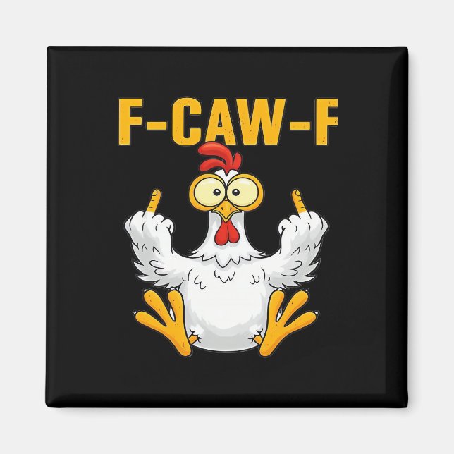 Aimant Corbeau F-Caw-F Humour Drôle Gothique (Devant)
