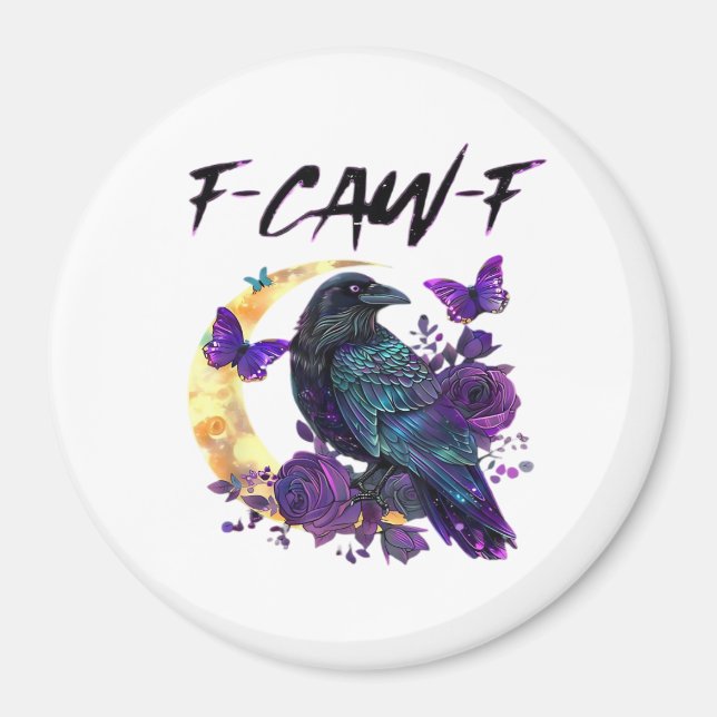 Aimant Corbeau F Caw F Oiseau Drôle Lune Design Gothique (Devant)
