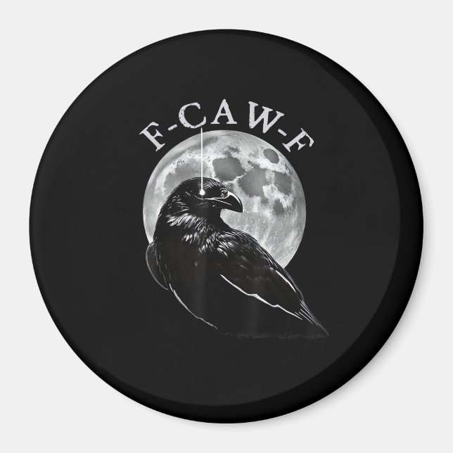 Aimant Corbeau F-Caw-F Oiseau Drôle Lune Gothique Humour  (Devant)