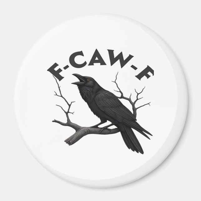 Aimant Corbeau gothique humour F-Caw-F essentiel créatif (Devant)