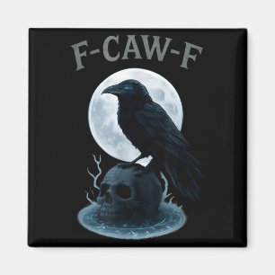 Aimant Corbeau noir gothique crâne lune Halloween