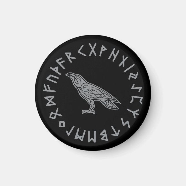 Aimant Corbeau Odin Viking Mythologie runes runique (Devant)
