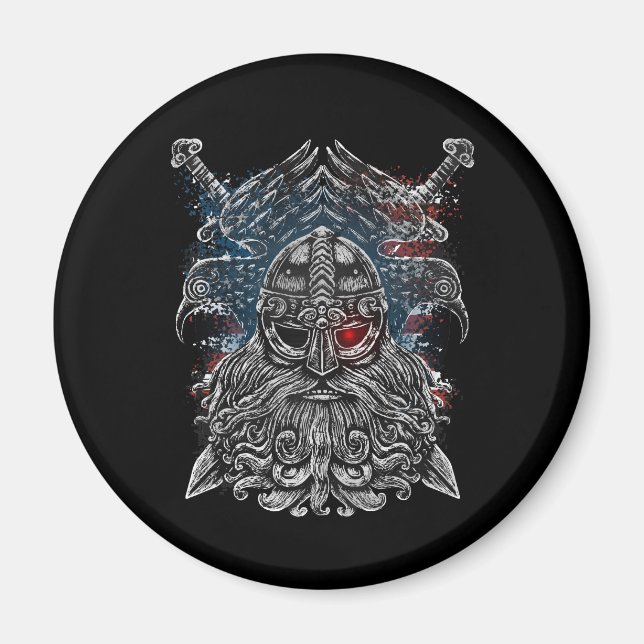 Aimant Corbeaux et épées d'Odin Mythologie Viking drapeau (Devant)