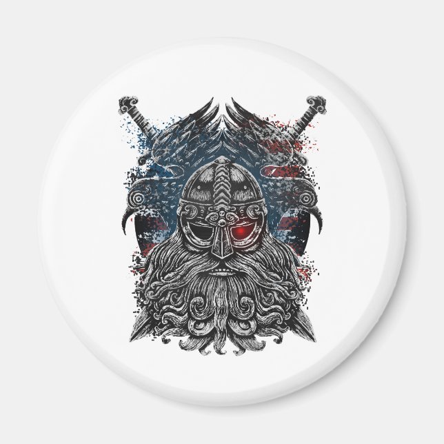 Aimant Corbeaux et épées d'Odin Mythologie Viking drapeau (Devant)