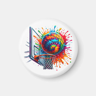 Aimant Corbeille de basketball coloré Tie Dye éclaboussur
