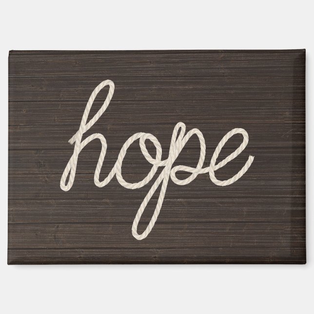 Aimant Corde HOPE Texte sur bois foncé (Recto)