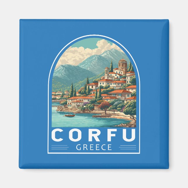 Aimant Corfu Greece Travel Art Emblem (Devant)