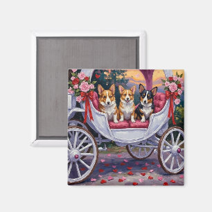 Aimant Corgi Chien Saint-Valentin