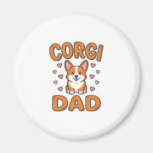 Aimant Corgi Papa Gravure Vintage T-Shirt pour Amoureux d