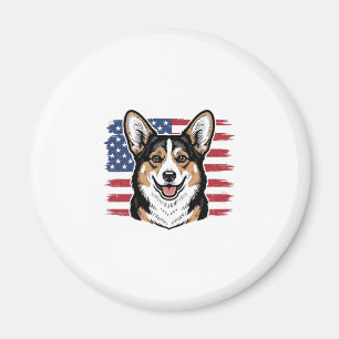 Aimant Corgi patriotique drapeau américain vecteur vintag