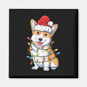 Aimant Corgi Père Noël Christmas Tree Lights Xmas Boys Me