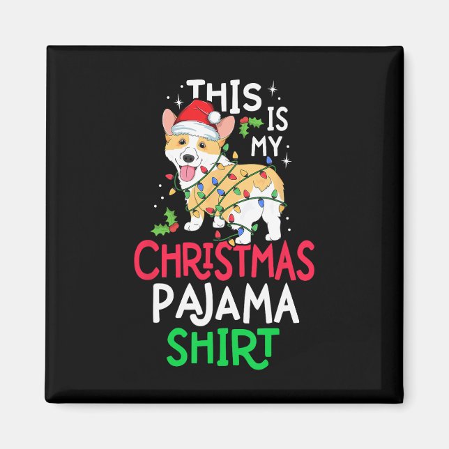 Aimant Corgi Tree Light Chien Noël C'Est Mon Pyj De Noël (Devant)