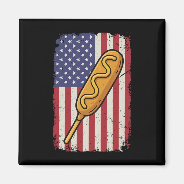 Aimant Corn Dog Drapeau Usa Corndog 4 Juillet  (Devant)