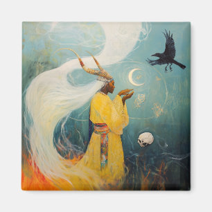 Aimant Corne Prêtre Lune Occulte Dark Witchk Art AI Art