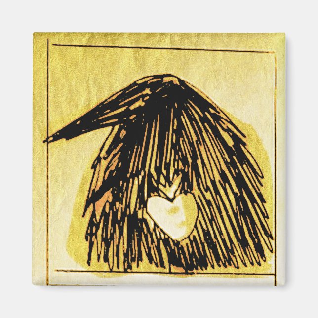 Aimant corneille avec un heART (Devant)