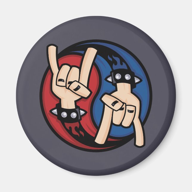 Aimant Cornes de diable Rock and Roll Yin Yang (Devant)