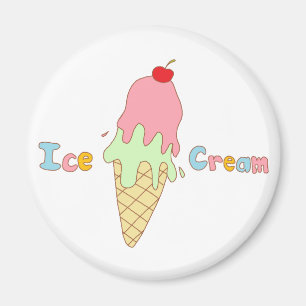 Aimant Cornet de crème glacée en bon état de fraise