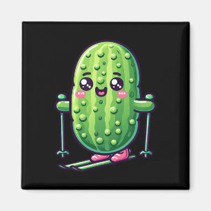 Aimant Cornichon Mignon Sur Skis Kawaii Ambiance De Ski D