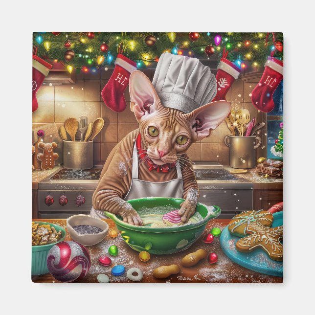 Aimant Cornish Rex Fêtes de fin d'année : Noël Festif (Devant)