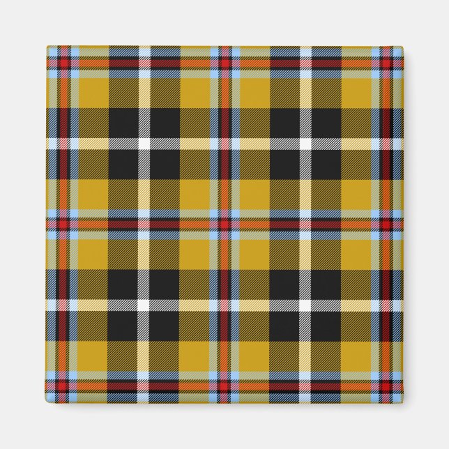 Aimant Cornouailles National Tartan Jaune et Noir Plaid (Devant)