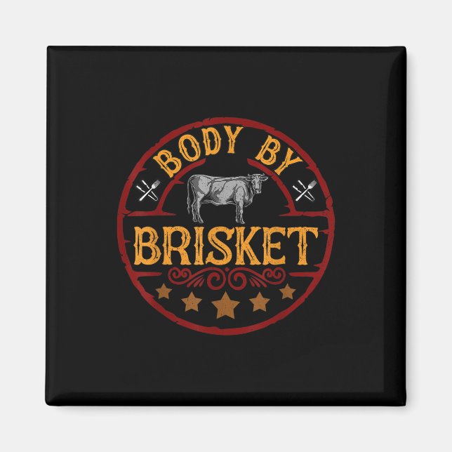 Aimant Corps Drôle Par Brisket Barbeque Barbecue Grillade (Devant)