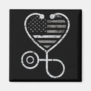 Aimant Correction Infirmière fine ligne gris Coeur US Dr
