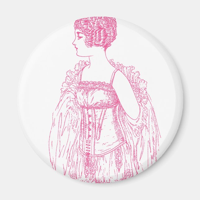 Aimant Corset Flapper Vintage Rose (Devant)