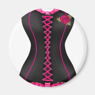 Aimant Corset noir rose