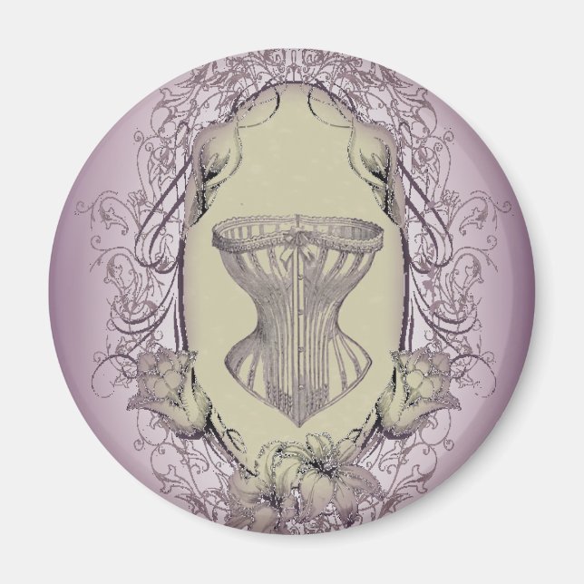 Aimant Corset victorien de mariée steampunk vintage lilas (Devant)