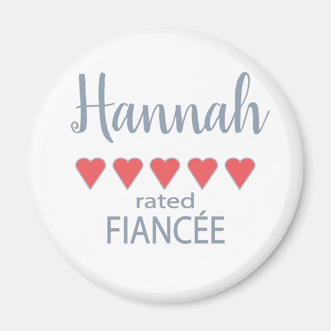 Aimant Cortège de mariage & mariée 5 coeurs fiancée (Devant)