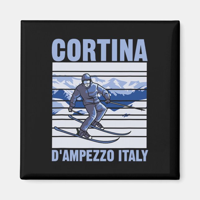 Aimant Cortina D'ampezzo Italie Ski  (Devant)