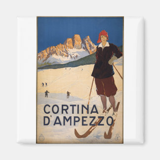 Aimant Cortina d'Ampezzo Poster Vintage voyage Art