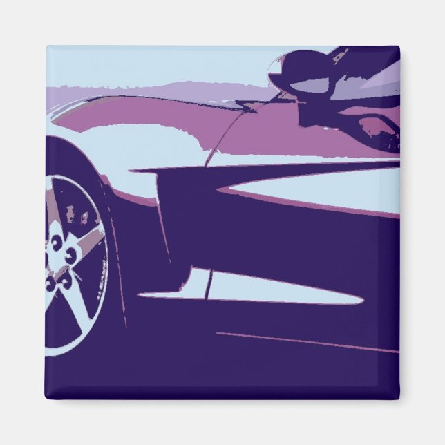 Aimant Corvette violette Pop Art (Devant)