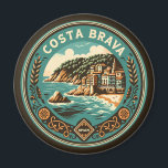Aimant Costa Brava Espagne Insigne d'Art Voyage<br><div class="desc">Costa Brava retro design de voyage vectoriel. La Costa Brava est une région côtière de Catalogne,  dans le nord-est de l'Espagne.</div>