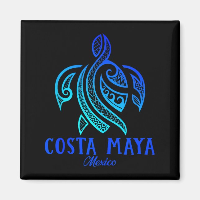 Aimant Costa Maya Mexique Tortue de mer Tie Dye Hibiscus  (Devant)