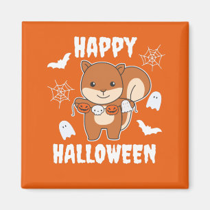 Aimant Costume Citrouille d'Halloween heureux écureuil
