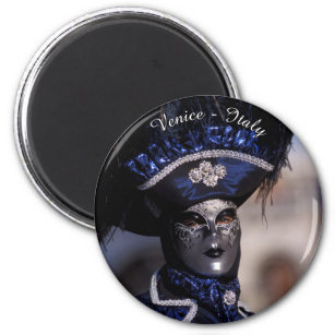 Aimant Costume de Carnaval Bleu - Venise, Italie