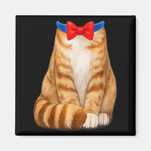 Aimant Costume de chat orange noeud papillon tabby mignon (Devant)