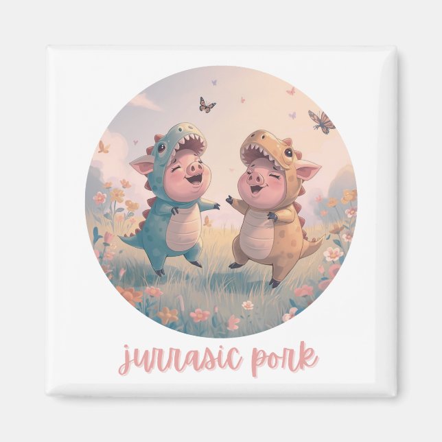 Aimant Costume de dinosaure de cochon mignon jurassique  (Devant)
