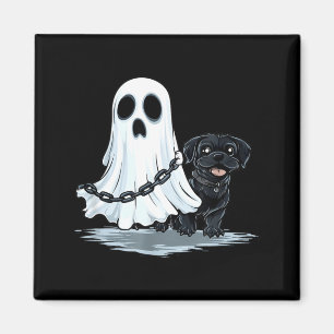Aimant Costume de fantôme tenant un chiot pour Halloween