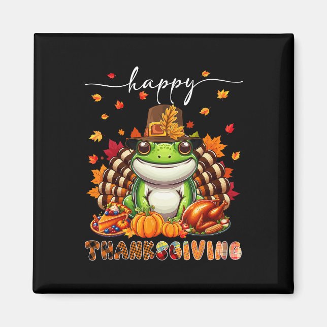 Aimant Costume de grenouille de Thanksgiving heureux Dind (Devant)