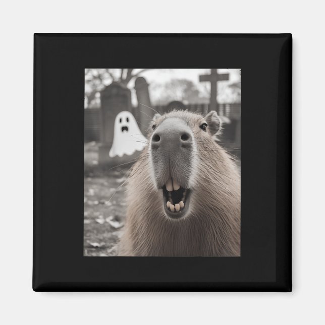 Aimant Costume de Halloween Fantôme de Capybara Drôle Cap (Devant)
