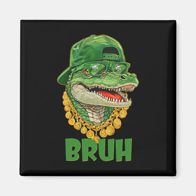 Aimant Costume de la Saint-Patrick Alligator Bruh pour ad (Devant)