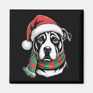 Aimant Costume de Noël pour chien Pitbull avec chapeau et