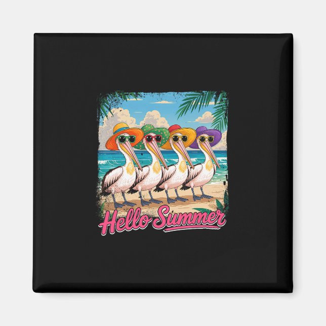 Aimant Costume de vacances d'été Groupe Pélicans Célibata (Devant)