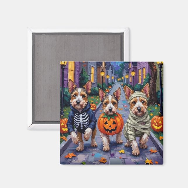 Aimant Costume d'Halloween de Biewer Terrier Trick ou Tri (Recto/Verso)
