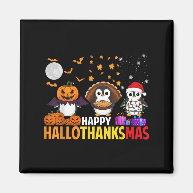 Aimant Costume d'Halloween de Noël Pingouin Happy Halloth (Devant)
