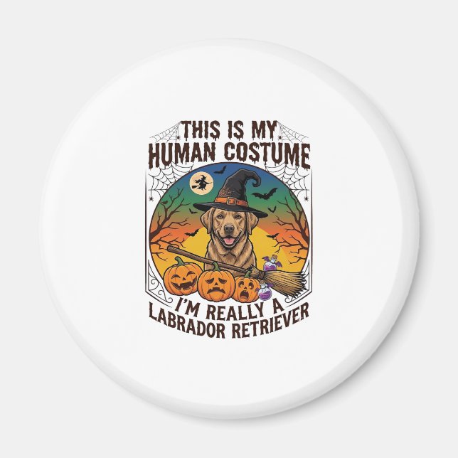 Aimant Costume Humain Labrador Retriever Sorcière d'Hallo (Devant)
