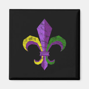 Aimant Costume Mardi Gras - Fleur De Lis Vintage